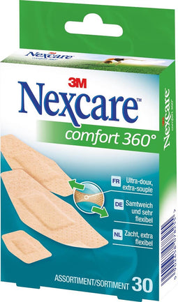 Nexcare - pleister Comfort 360° 3 formaten, pak van 30 stuks