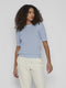 Vila Vidalo - Trui O-neck Korte mouwen - 50% Katoen - Kentucky Blue Dames