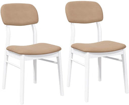 vidaXL - Eetkamerstoelen - met - kussens - 2 - st - massief - hout - rubber - wit