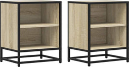 vidaXL - Nachtkastjes - 2st - 40x31x50cm - bewerkt - hout - en - metaal - sonoma - eiken