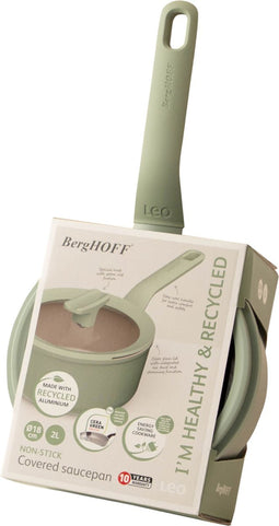 LEO Steelpan antikleef met deksel Balance Sage - Ø 18cm - Groen - PFAS-vrij