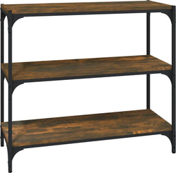 vidaXL - Boekenkast - 80x33x70,5 - cm - hout - en - staal - gerookt - eikenkleur