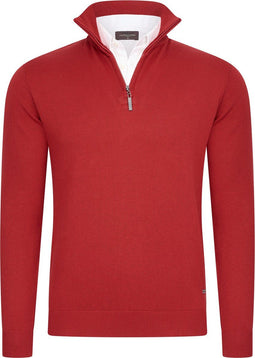 Cappuccino Italia - Heren Trui Mock Zip Pullover - Rood - Maat XL