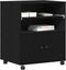 vidaXL - Printerstandaard - met - Wielen - Zwart - Eiken - 60x48x74 - cm