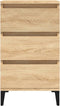 vidaXL - Nachtkastje - 40x35x70 - cm - bewerkt - hout - sonoma - eikenkleurig