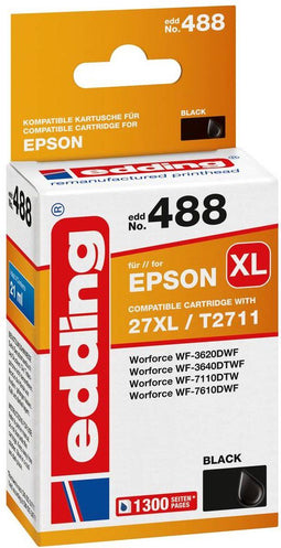 Edding EDD-488 - Inktcartridge - Paginaopbrengst 1300 - Zwart