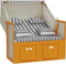 vidaXL - Strandstoel - met - kussens - poly - rattan - en - hout - wit - en - grijs
