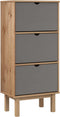 vidaXL - Schoenenkast - OTTA - 3 - lades - massief - grenenhout - bruin - en - wit