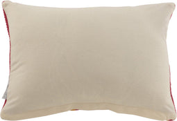 J-Line kussen Rechthoek Anna - jute - roze/geel