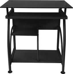 Bureau laptop computertafel - 70 cm x 50 cm - zwart - veiligheidsglas
