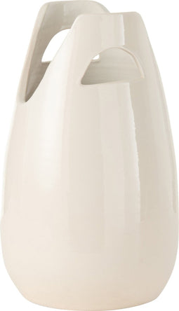 J-Line vaas Handvat - keramiek - wit - large - 40 cm hoog