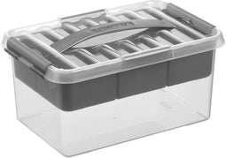 Sunware - Q-line opbergbox met inzet 6L transparant metaal - 30 x 20 x 14,7 cm
