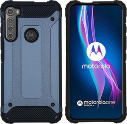 iMoshion Hoesje Geschikt voor Motorola One Fusion Plus Hoesje - iMoshion Rugged Xtreme Backcover - Donkerblauw