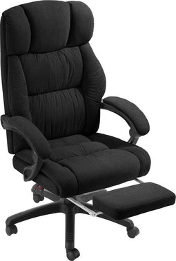 tectake® Luxe Bureaustoel Jillien - Ergonomische Directiestoel - Verstelbare Rugleuning en Voetsteun - Zwart