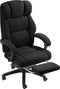 tectake® Luxe Bureaustoel Jillien - Ergonomische Directiestoel - Verstelbare Rugleuning en Voetsteun - Zwart
