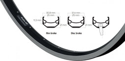 Ryde Velg andra 40 24 inch (507) zwart remrand 36 gaats 14g