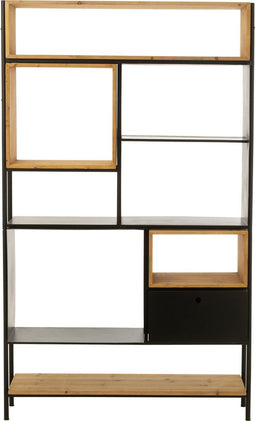 J-Line kast Tina - hout/ijzer - zwart/naturel - large