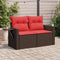Tuinbank 2-zits met kussens poly rattan bruin