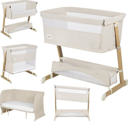 Lionelo Thomi Plus - 5-in-1 Meegroeibed - Co-Sleeper + Babybed + Box + Peuterbed + Bank - Beige (2 matrassen)