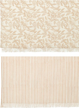 J-Line tafelkleed Indi - textiel - taupe - 2 stuks