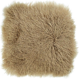 Luxe Mongools Lammerenbont Kussensloop - Echt Suède met Leren Achterkant, 40x40 cm