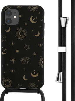 iMoshion Hoesje Geschikt voor iPhone 11 Hoesje Met Koord - iMoshion Siliconen design hoesje met koord - Zwart / Sky Black
