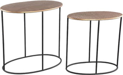 PTMD Zony Ovale Bijzettafel Antiek - 52x32x50 cm - Set van 2 - Goud