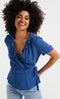 WE Fashion - Overslagtop - Ruches V-hals Korte mouwen - XL