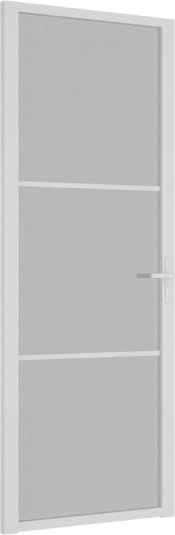 vidaXL - Binnendeur - 76x201,5 - cm - matglas - en - aluminium - wit