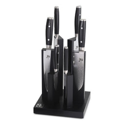 Yaxell Ran Messenset - 7-delig - Tower Magneetblok Beukenhout Zwart Gelakt met 6 Messen - 69 Lag...