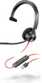 Poly Blackwire 3325 - Hoofdtelefoon met microfoon - USB-C Rood Zwart