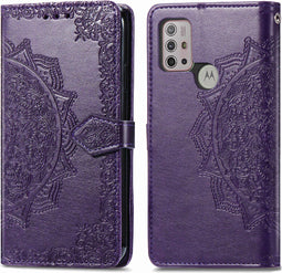 imoshion Hoesje Geschikt voor Motorola Moto G30 / Moto G20 / Moto G10 Power / Moto G10 Hoesje Met Pasjeshouder - imoshion Mandala Bookcase - Paars
