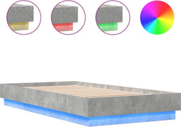 vidaXL - Bedframe - met - LED-verlichting - betongrijs - 90x190 - cm