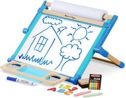 Melissa & Doug - Houten Teken Ezel - Dubbelzijdig met schoolbord en dry-erasebord - Inclusief papierrol en accessoires