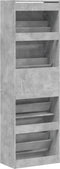 vidaXL Schoenenkast met 4 klaplades 60x34x187,5 cm betongrijs