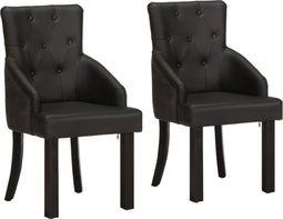 vidaXL - Eetkamerstoelen - 2 - st - echt - geitenleer - zwart