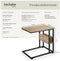 tectake® Wigan - C-Vormige Bijzettafel - Stevig MDF met Zwart Stalen Frame - Licht Sonoma Eiken - 55x36,5x60 cm