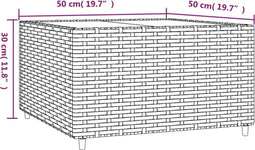vidaXL - Salontafel - vierkant - 50x50x30 - cm - poly - rattan - zwart