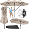 tectake® Dubbele parasol Silia - Rechthoekige tuinparasol 460 x 270 cm - UV-bescherming 50+ - Beige