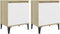 vidaXL - Nachtkastjes - met - metalen - poten - 40x30x50 - cm - sonoma - eiken - en - wit