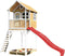 AXI Romy Speelhuis in Bruin/Wit - Met Verdieping, Zandbak en Rode Glijbaan - Speelhuisje voor de tuin / buiten - FSC hout - Speeltoestel voor kinderen