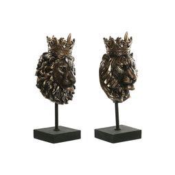 Decoratieve figuren Home ESPRIT Donkerbruin Leeuw Kroon 21 x 18 x 44 cm (2 Stuks)