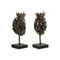 Decoratieve figuren Home ESPRIT Donkerbruin Leeuw Kroon 21 x 18 x 44 cm (2 Stuks)