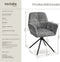 tectake® Draaifauteuil Lenia - Draaibare Eetkamerstoel - Fluweellook Antraciet/Zwart (2 stuks)