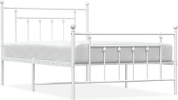 vidaXL - Bedframe - met - hoofd- - en - voeteneinde - metaal - wit - 107x203 - cm