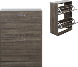 Schoenenkast - schoenenrek - 2 vakken - donkerbruin