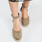 PS Poelman Enid - Espadrilles met Sleehak 8 cm - Khaki Groen - Maat 38