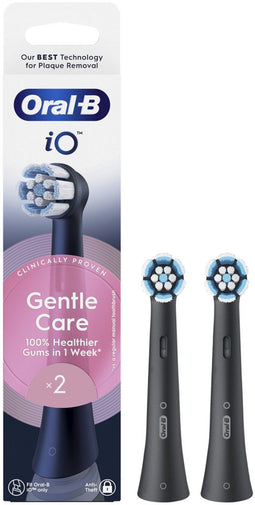Oral-B iO Gentle Care - Vervangende opzetborstels - Voor gevoelig tandvlees - Zwart (2 stuks)