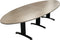 Hoogte verstelbare ellips T-poot vergadertafel Work breed 320CM diep 120CM bladkleur Kersen framekleur Zwart (RAL9005)