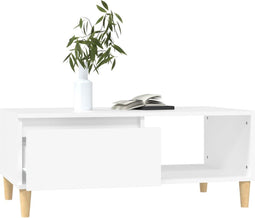 vidaXL - Salontafel - 90x50x36,5 - cm - bewerkt - hout - wit